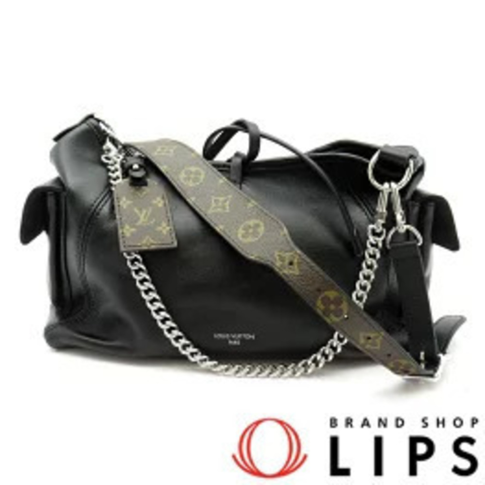 Louis Vuitton Carryall Cargo Vibe Lambskin Leather Hobo Shoulder Bag Noir Black